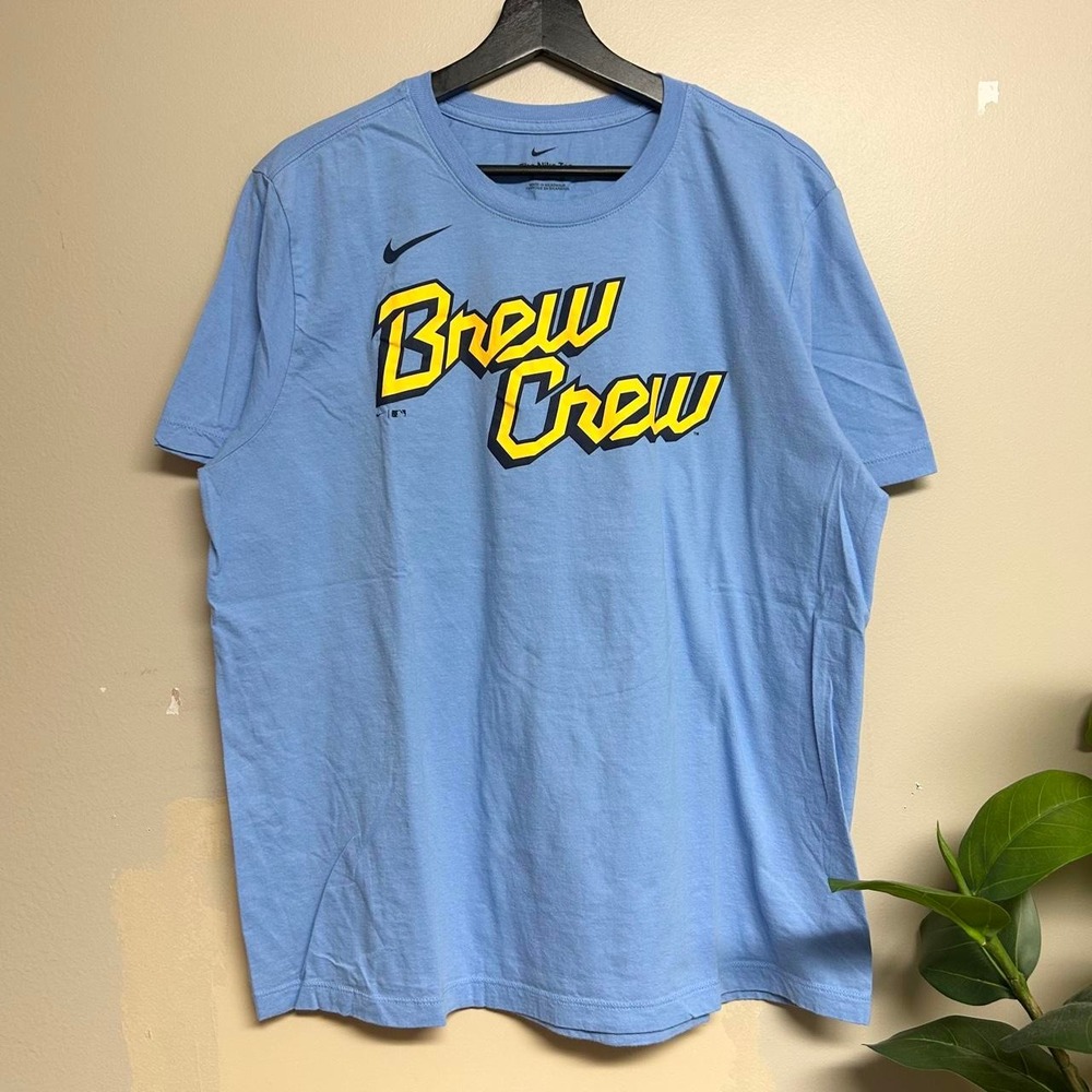 Nike Milwaukee Brewers Brew Crew Christian Yelich Shirt Mens XL Blue Graphic Tee